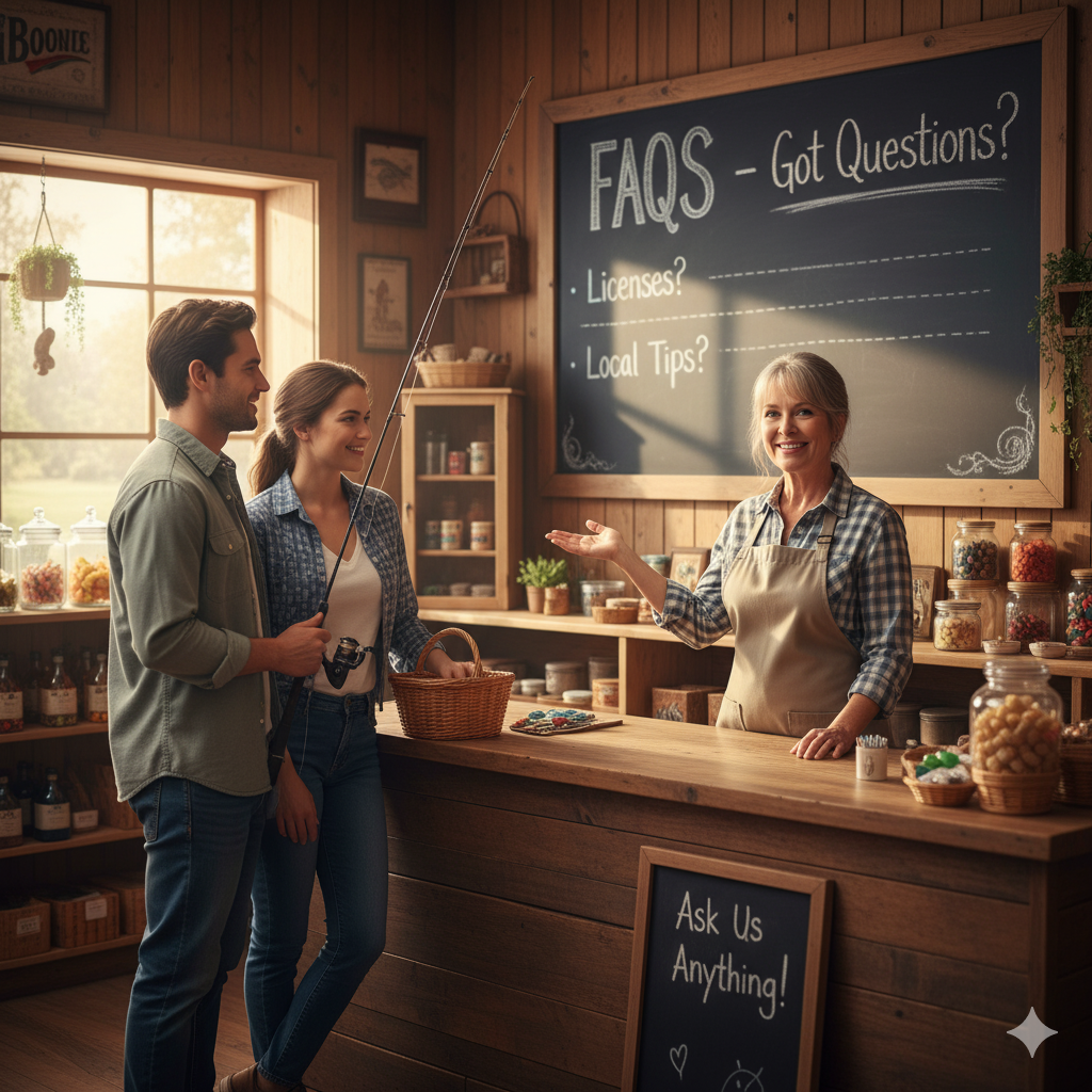 Nate's Bait & Market team answering customer questions in-store